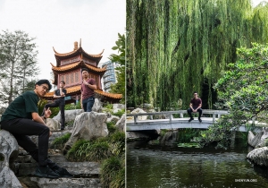 Mereka menikmati hijaunya pepohonan yang rimbun dan desain yang terinspirasi oleh Dinasti Ming.